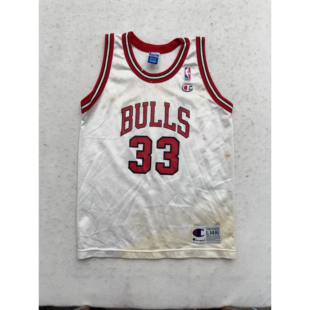 Champion Scottie Pippen Chicago Bulls NBA Basketball Jersey VTG 90s Youth Large